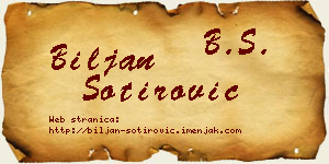 Biljan Sotirović vizit kartica